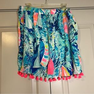 Lilly Pulitzer Womens Size XL Floral Beach Palma Tassel Tube Top